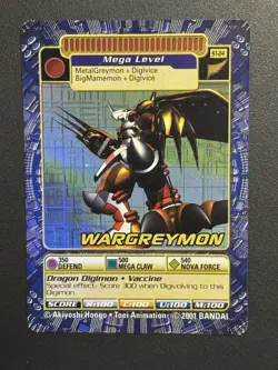 WarGreymon ST-84 Digimon 2001 Holo Vintage Bandai Card LP - Image 1