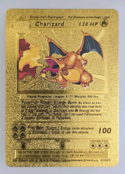 Pokemon Charizard 120hp Gold Foil Fan Art Collector Card TCG - Image 1