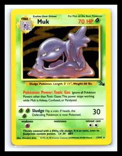 💥 MUK HOLO Rare # 13/62 | FOSSIL SET | Pokemon 1999 TCG Vintage Card - Image 1