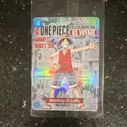 Bandai One Piece Card Game Monkey D. Luffy US Voyage Promo Holo - Image 1