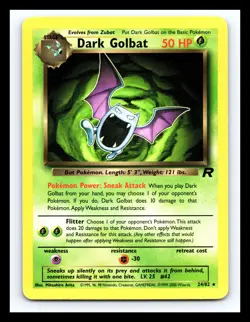 💥 DARK GOLBAT Pokemon # 24/82 Team Rocket Set WOTC Vintage 2000 Card - Image 1