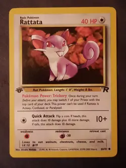 Pokemon Card Team Rocket 1st Edition Regular Finish Rattata 66/82 1 Vintage - Image 1