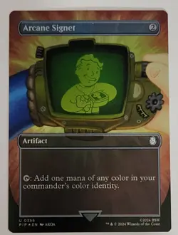 FOIL Arcane Signet Borderless MTG PIP 0356 Uncommon NM Fallout Vault Boy Command - Image 1
