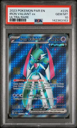 2023 POKEMON PAR EN-PARADOX RIFT ULTRA RARE #225 IRON VALIANT EX PSA 10 - Image 1