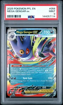 2025 POKEMON PFL EN-PHANTASMAL FLAMES #056 MEGA GENGAR EX PSA 9 - Image 1