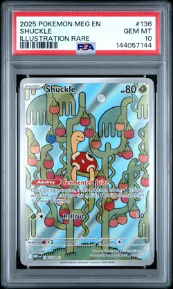 2025 POKEMON MEG EN-MEGA EVOLUTION ILLUSTRATION RARE #136 SHUCKLE PSA 10 - Image 1