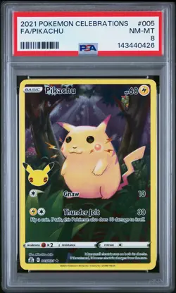 2021 POKEMON CELEBRATIONS #005 FULL ART/PIKACHU PSA 8 - Image 1
