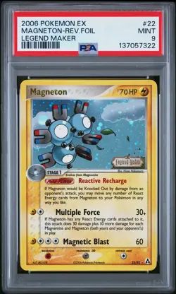 2006 POKEMON EX LEGEND MAKER #22 MAGNETON-REVERSE FOIL PSA 9 - Image 1