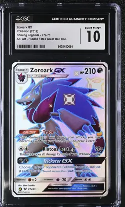 Shiny Zoroark GX 077a/073 Promo - Pokemon GX Hidden Fates Collection - CGC 10 - Image 1