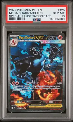 2025 POKEMON PFL EN-PHANTASMAL FLAMES #125 MEGA CHARIZARD X EX PSA 10 - Image 1