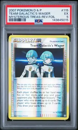 2007 POKEMON D & P MYSTERIOUS TREASURES TEAM GALACTIC'S WAGER-REVERSE FOIL PSA 5 - Image 1