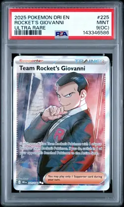 2025 POKEMON DRI EN-DESTINED RIVALS ULTRA RARE TEAM ROCKET'S GIOVANNI PSA 9 OC - Image 1