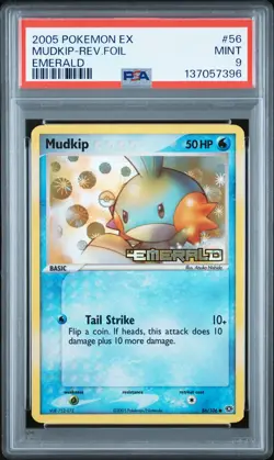 2005 POKEMON EX EMERALD #56 MUDKIP-REVERSE FOIL PSA 9 - Image 1
