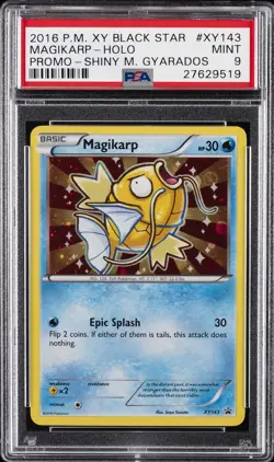 2016 POKEMON XY BLACK STAR PROMO SHINY MEGA GYARADOS #XY143 MAGIKARP-HOLO PSA 9 - Image 1