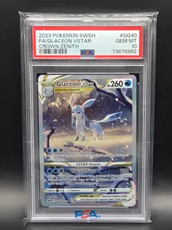 2023 POKEMON SWORD & SHIELD CROWN ZENITH #GG40 FULL ART GLACEON VSTAR PSA 10 - Image 1