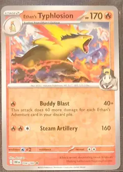 ETHAN'S TYPHLOSION 034/182 RARE DESTINED RIVALS POKEMON REVERSE HOLO NM - Image 1