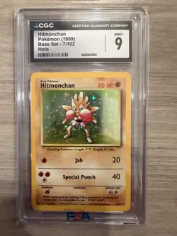 1999 Pokemon Hitmonchan CGC 9 Mint Holo #7 Base Set - Image 1