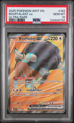 2025 POKEMON WHT EN-WHITE FLARE #162 BOUFFALANT ex ULTRA RARE PSA 10 - Image 1