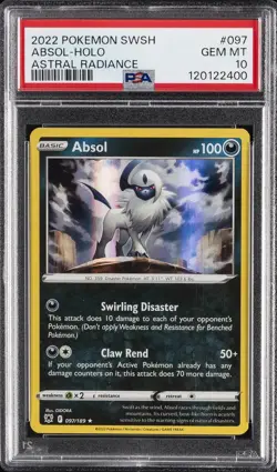 2022 POKEMON SWORD & SHIELD ASTRAL RADIANCE #097 ABSOL-HOLO PSA 10 - Image 1