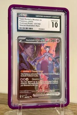 Pokemon Team Rocket's Mewtwo ex 231/182 Destined Rivals SIR PSA CGC Gem Mint 10 - Image 1