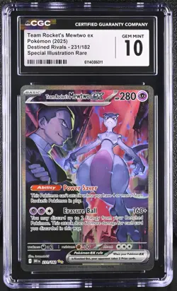 Pokemon Team Rocket's Mewtwo ex 231/182 Destined Rivals SIR PSA CGC Gem Mint 10 - Image 2
