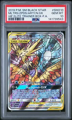 2019 POKEMON SM BLACK STAR PROMO FULL ART/MOLTRES & ZAPDOS & ARTICUNO GX PSA 10 - Image 1