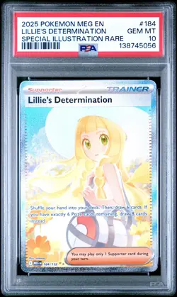 2025 POKEMON MEG SPECIAL ILLUSTRATION RARE #184 LILLIE'S DETERMINATION PSA 10 - Image 1