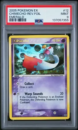 2005 POKEMON EX EMERALD #12 CHIMECHO-REVERSE FOIL PSA 9 - Image 1