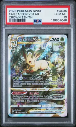 2023 POKEMON SWORD & SHIELD CROWN ZENITH #GG35 FULL ART/LEAFEON VSTAR PSA 10 - Image 1
