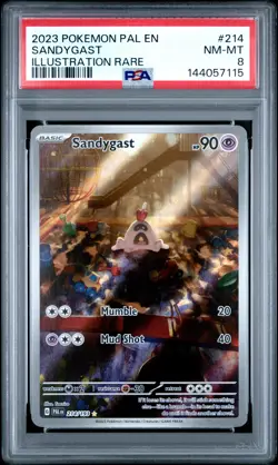 2023 POKEMON PAL EN-PALDEA EVOLVED ILLUSTRATION RARE #214 SANDYGAST PSA 8 - Image 1