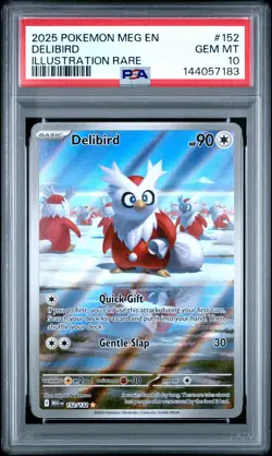 2025 POKEMON MEG EN-MEGA EVOLUTION ILLUSTRATION RARE #152 DELIBIRD PSA 10 - Image 1