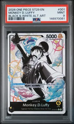 2026 ONE PIECE STARTER DECK ST29-EGGHEAD B&W ALTERNATE ART MONKEY D. LUFFY PSA 9 - Image 1