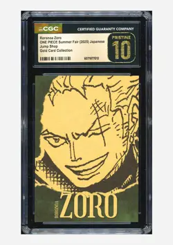 ONE PIECE CGC 10 PRISTINE Roronoa Zoro 2025 Summer Fair Gold Card Collection JPN - Image 1