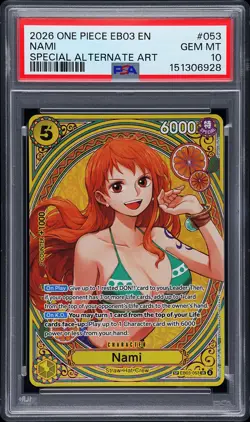 2026 ONE PIECE EXTRA BOOSTER HEROINES EDITION SPECIAL ALT ART #053 NAMI PSA 10 - Image 1