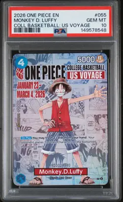 2026 ONE PIECE PROMOS COLLEGE BASKETBALL : US VOYAGE MONKEY D. LUFFY PSA 10 - Image 1