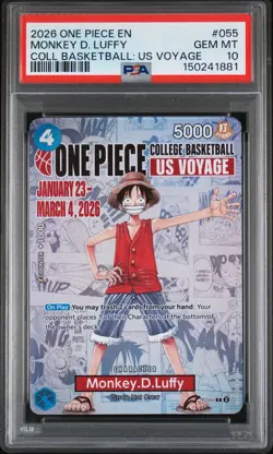 2026 ONE PIECE PROMOS COLLEGE BASKETBALL: US VOYAGE MONKEY D. LUFFY PSA 10 - Image 1