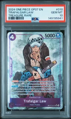 2024 ONE PIECE OP07-500 YEARS IN THE FUTURE TREASURE RARE TRAFALGAR LAW PSA 10 - Image 1