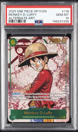 2025 ONE PIECE OP13-CARRYING ON HIS WILL ALTERNATE ART MONKEY D. LUFFY PSA 10 - Image 1