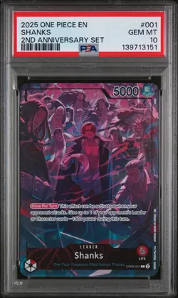 2025 ONE PIECE ENGLISH VERSION 2ND ANV SET #001 SHANKS PSA 10 - Image 1