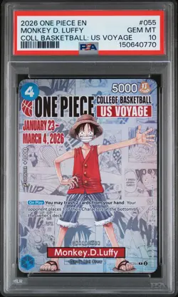 2026 ONE PIECE PROMOS ONE PIECE BASKETBALL : US VOYAGE MONKEY D. LUFFY PSA 10 - Image 1