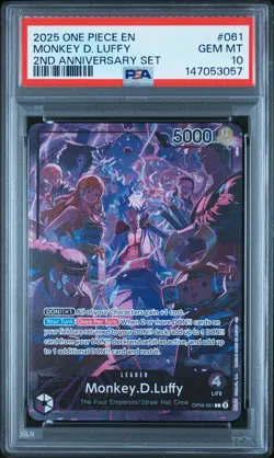 2025 ONE PIECE ENGLISH VERSION 2ND ANNIVERSARY SET #061 MONKEY D. LUFFY PSA 10 - Image 1
