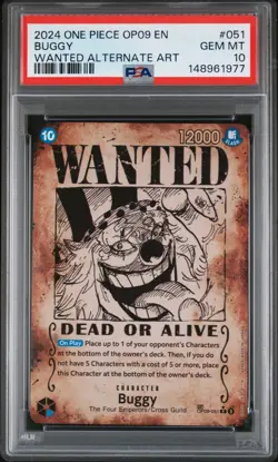 2024 ONE PIECE OP09-EMPERORS IN THE NEW WORLD WANTED ALTERNATE ART BUGGY PSA 10 - Image 1
