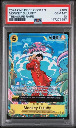 2024 ONE PIECE OP08-TWO LEGENDS TREASURE RARE #109 MONKEY D. LUFFY PSA 10 - Image 1