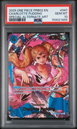 2025 ONE PIECE PRB02-SPECIAL ALTERNATE ART #047 CHARLOTTE PUDDING PSA 10 - Image 1