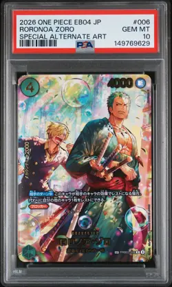2026 ONE PIECE JPN EB04-EGGHEAD CRISIS SPECIAL ALT ART #006 RORONOA ZORO PSA 10 - Image 1