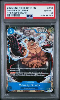 2025 ONE PIECE OP13-CARRYING ON HIS WILL TREASURE RARE MONKEY D. LUFFY PSA 8 - Image 1