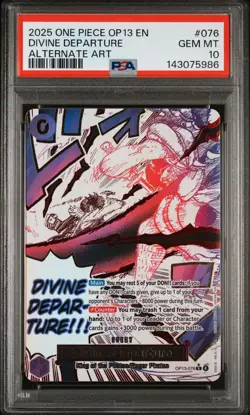2025 ONE PIECE OP13-CARRYING ON HIS WILL ALTERNATE ART DIVINE DEPARTURE PSA 10 - Image 1