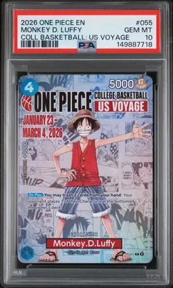 2026 ONE PIECE PROMOS COLLEGE BASKETBALL : US VOYAGE MONKEY D. LUFFY PSA 10 - Image 1