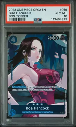 2023 ONE PIECE OP02-PARAMOUNT WAR BOX TOPPER #059 BOA HANCOCK PSA 10 - Image 1