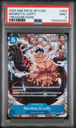 2025 ONE PIECE OP13-CARRYING ON HIS WILL TREASURE RARE MONKEY D. LUFFY PSA 9 - Image 1